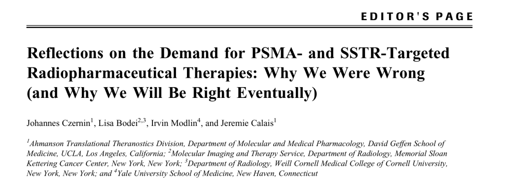 美國初始預估PSMA 和 SSTR&nbsp;靶向放射藥物治療的需求人次偏高